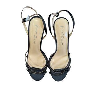 Betsey Johnson Shoes Women 10 Black Gemstone Sparkly Stiletto 4 in Heels Strappy